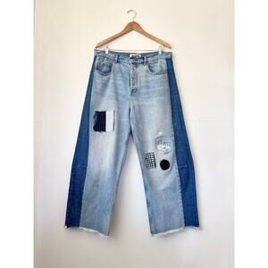 OOAK Upcycled Roucha Patchwork Barrel Jeans Size 12/14